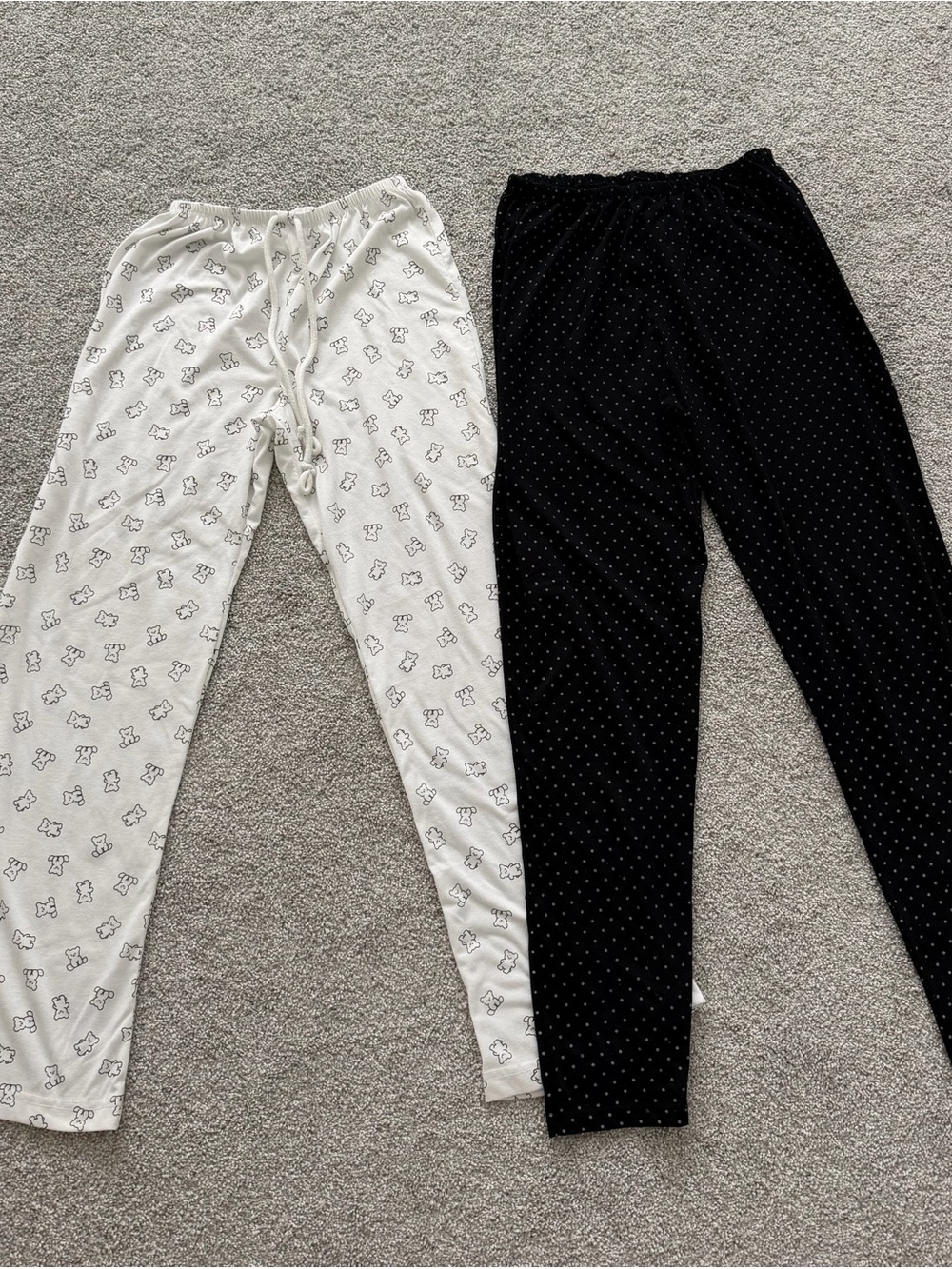 Pajama Pants - White Bear Print & Black Dot